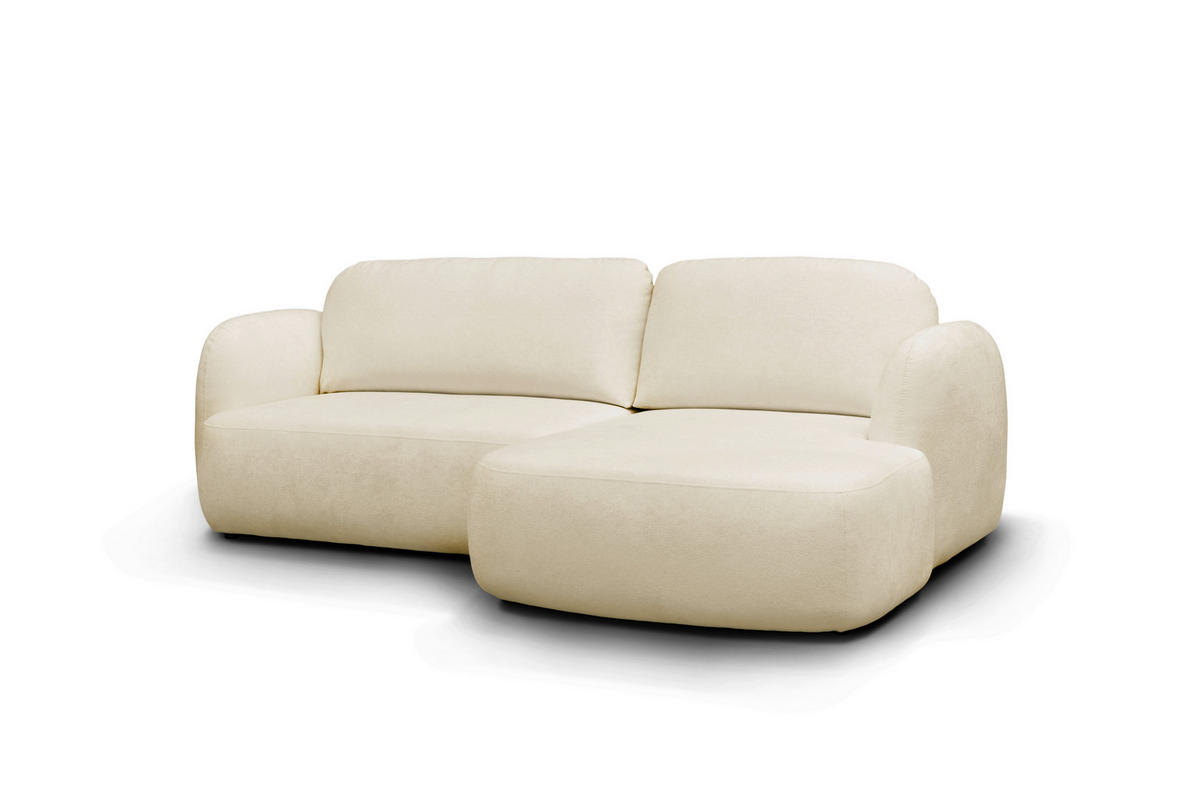 ECKSOFA VELU Creme Chenille  - Creme/Schwarz, Design, Textil (270cm) - MID.YOU