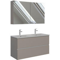 BADEZIMMER 3-teilig  in 121 cm  - Beigebraun/Weiß, MODERN, Glas/Keramik (121cm) - Celina Home