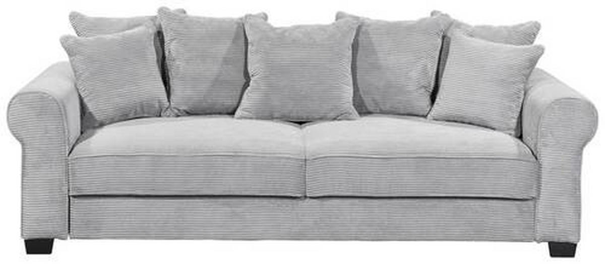 SCHLAFSOFA in Cord Hellgrau  - Hellgrau/Schwarz, Konventionell, Kunststoff/Textil (247/95/125cm) - MID.YOU