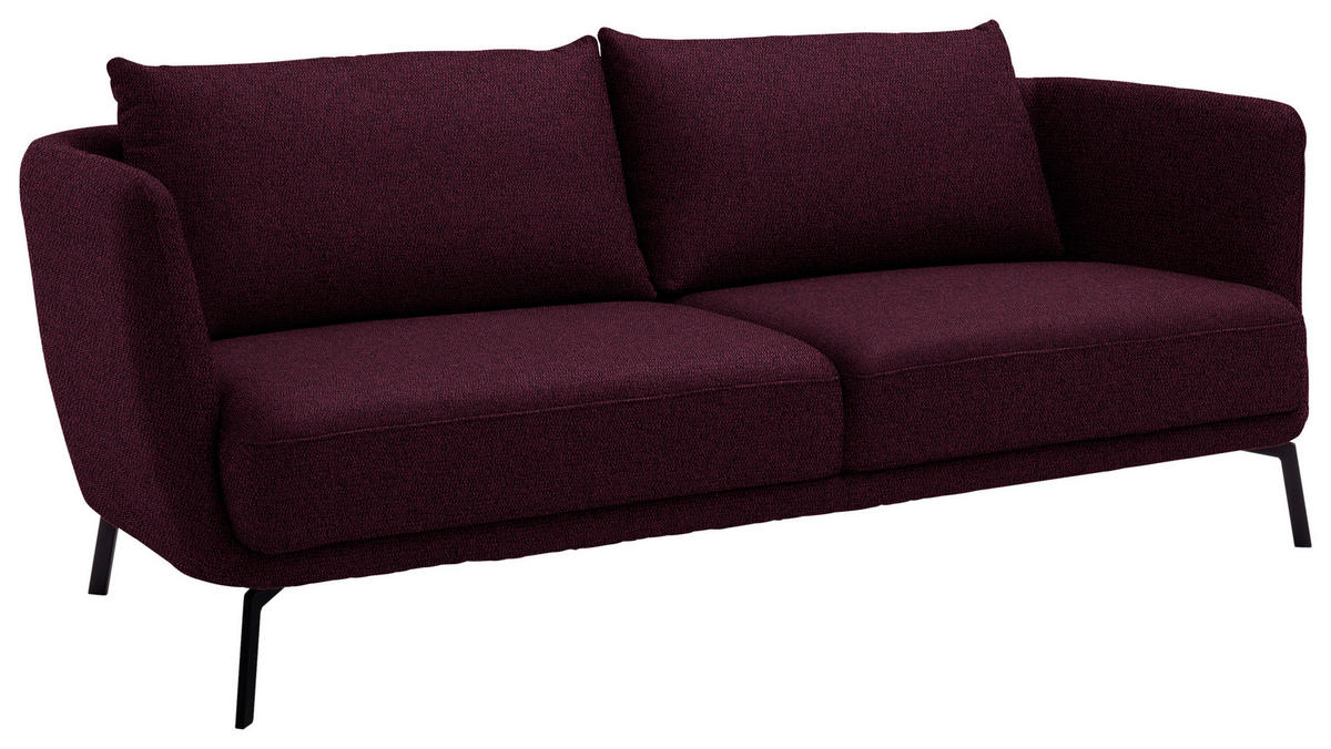 3-SITZER-SOFA Flachgewebe Beere  - Beere/Schwarz, Design, Textil/Metall (210/71/91cm) - Schöner Wohnen