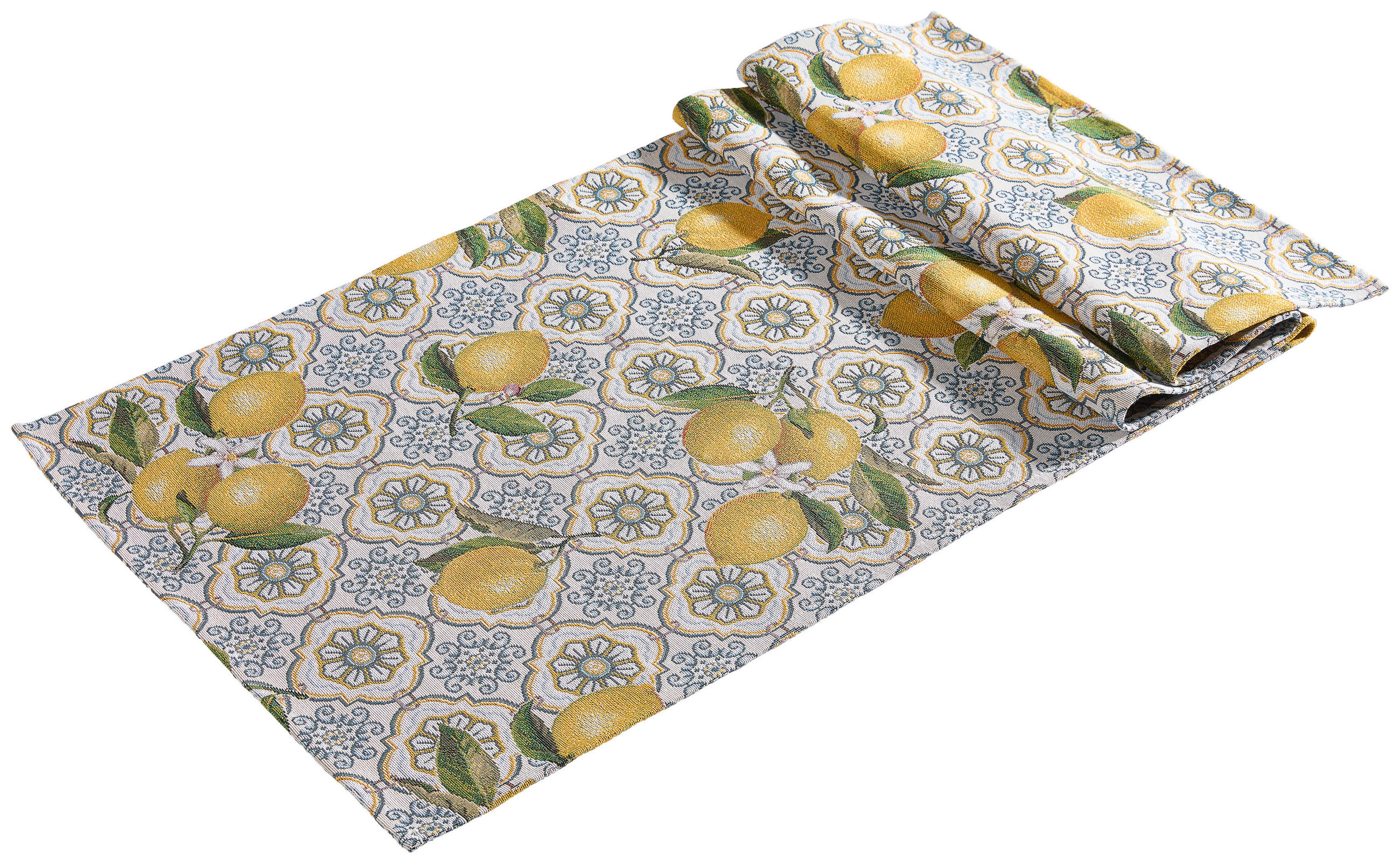 Esposa Tischläufer Zitrone Gelb, Grün, Beige 43x140 cm