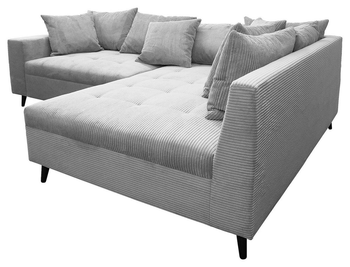 Ecksofa inkl. Hocker tekstil  svijetlo siva   - svijetlo siva/crna, Design, tekstil/drvo (247/174cm) - MID.YOU