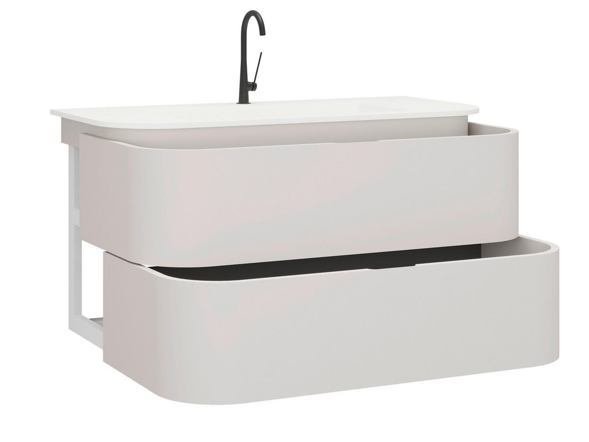 ELEMENT S UMIVAONIKOM  bijela  - bijela/kašmir, Moderno, kamen/drvni materijal (100/52/46cm)