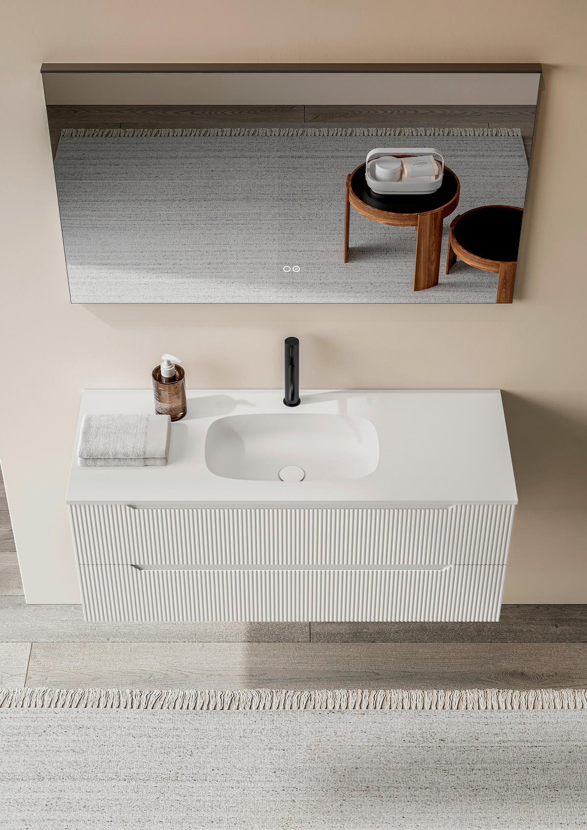 BADEZIMMER 3-teilig 100 cm  - Weiss, Konventionell, Holzwerkstoff/Stein (100cm) - Belluti