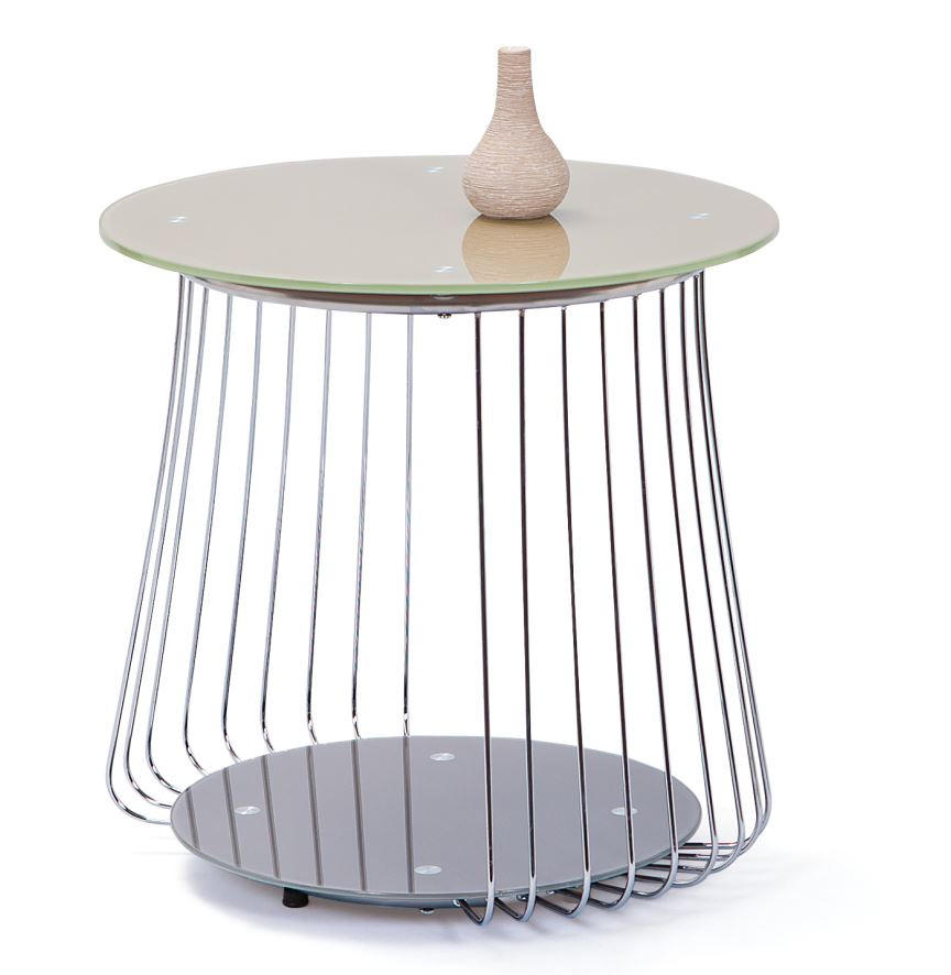 COUCHTISCH 50/50/50 cm rund Silberfarben  - Silberfarben, Basics, Glas/Metall (50/50/50cm) - MID.YOU