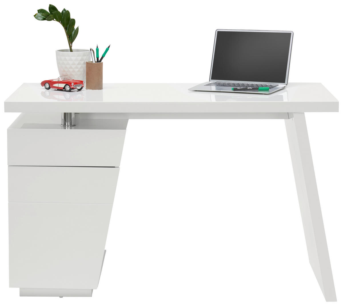 PÍSACÍ STÔL, biela, chrómová, 120/55/76 cm - biela/chrómová, Design, kov/kompozitné drevo (120/55/76cm) - Hom`in