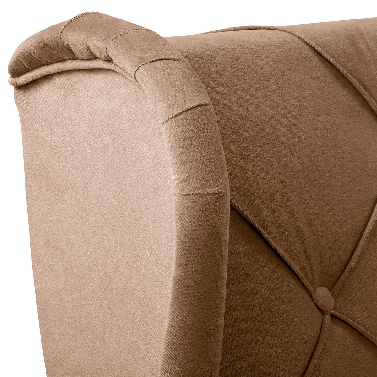 OHRENSESSEL in Samt Dunkelbraun  - Dunkelbraun, Design, Holz/Textil (84/105/90cm) - P & B