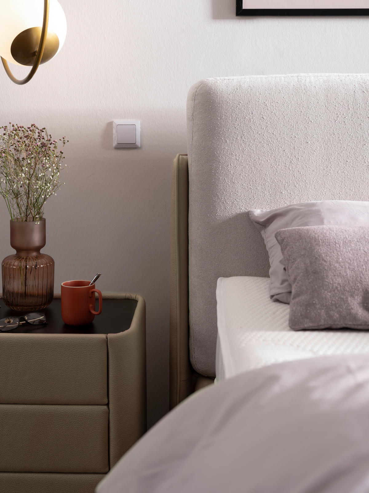 BOXSPRINGBETT 180/200 cm  in Hellgrau, Greige  - Greige/Hellgrau, Design, Textil/Metall (180/200cm) - Johann Jakob