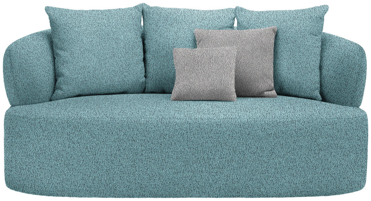 2-SITZER-SOFA  in Bouclé Schwarz, Türkis  - Türkis/Taupe, MODERN, Kunststoff/Textil (177/86/105cm) - Hom`in