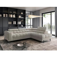 ECKSOFA FERUCCE in Teddystoff Beige  276/200 cm  - Beige/Schwarz, Design, Textil/Metall (276/200cm) - MID.YOU