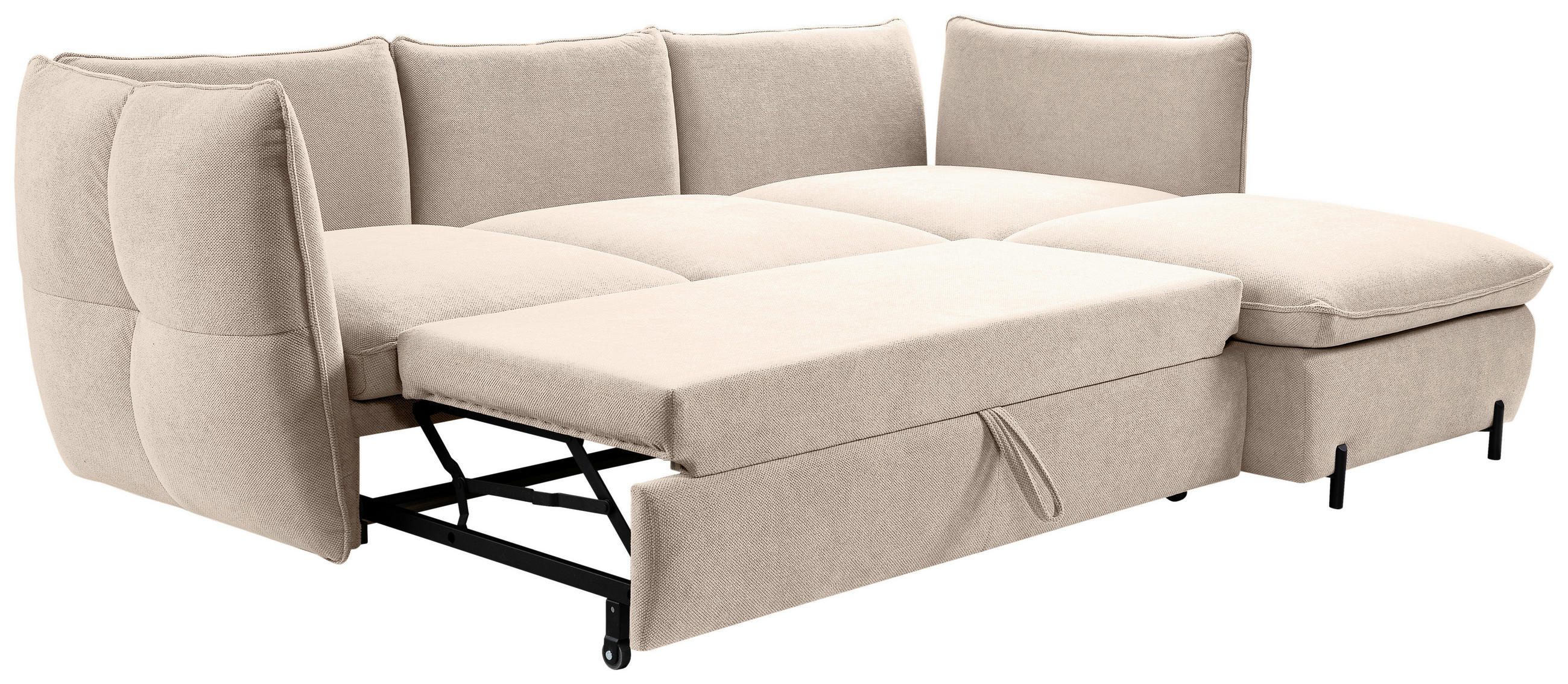 ECKSOFA Hellbraun  - Hellbraun/Schwarz, MODERN, Textil/Metall (262/178cm) - MID.YOU