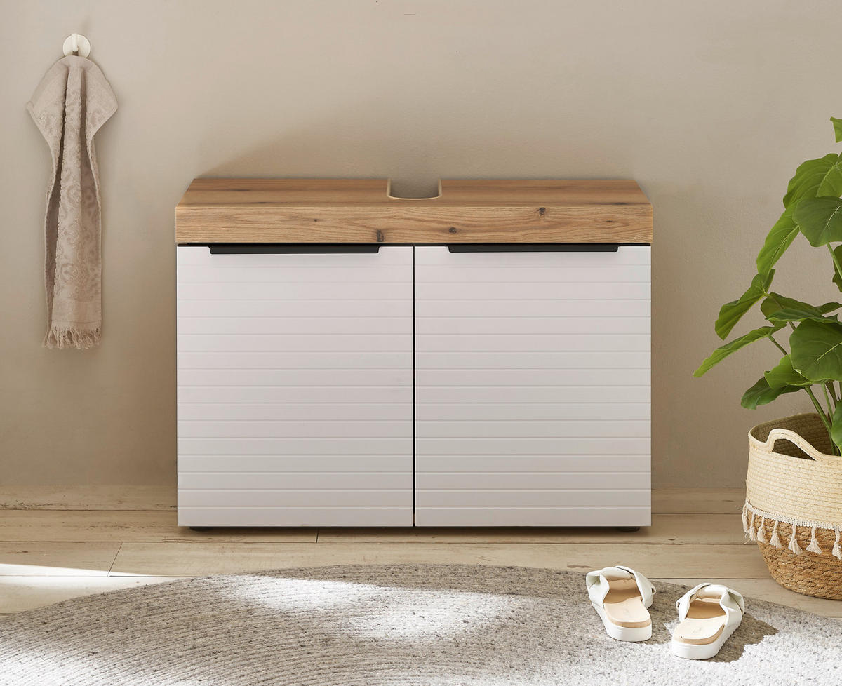 WASCHBECKENUNTERSCHRANK 80/56/34 cm  - Eichefarben/Schwarz, Basics, Holzwerkstoff/Kunststoff (80/56/34cm) - MID.YOU