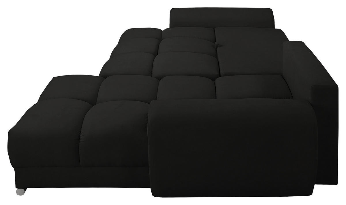 ECKSOFA in Mikrofaser Schwarz  - Silberfarben/Schwarz, Design, Textil/Metall (256/175cm) - Livetastic