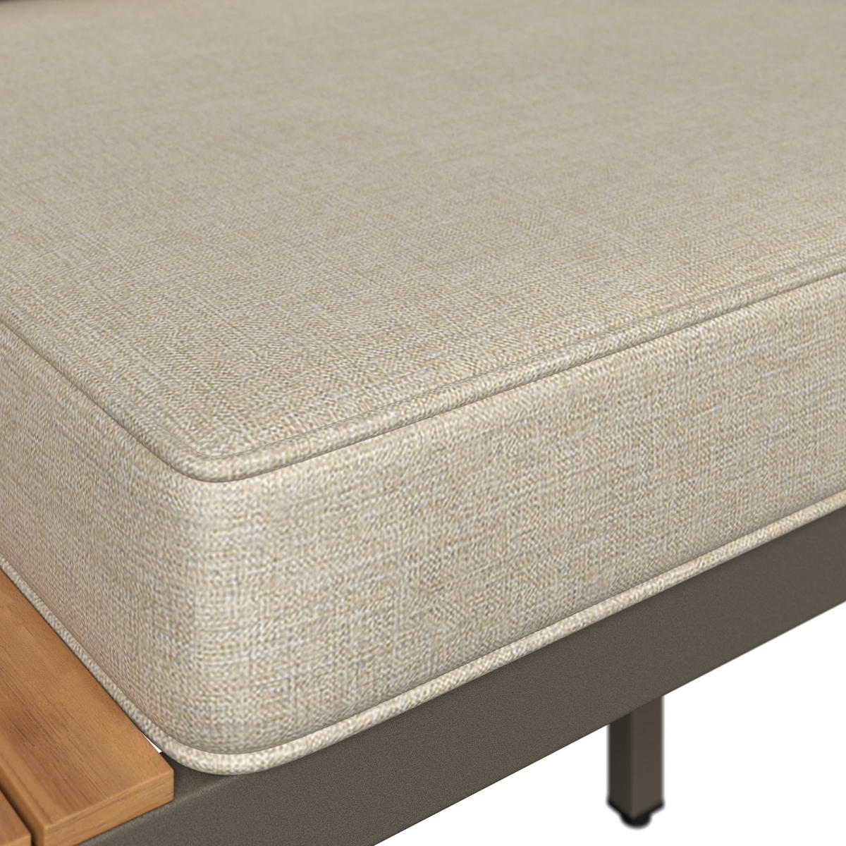 LOUNGEGARNITUR   57/35/57 cm Akazie vollmassiv Aluminium  - Beige/Beigebraun, MODERN, Holz/Textil (57/35/57cm) - Ambia Garden