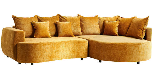 ECKSOFA in Chenille Goldfarben  - Goldfarben/Schwarz, Design, Kunststoff/Textil (307/194cm) - Carryhome