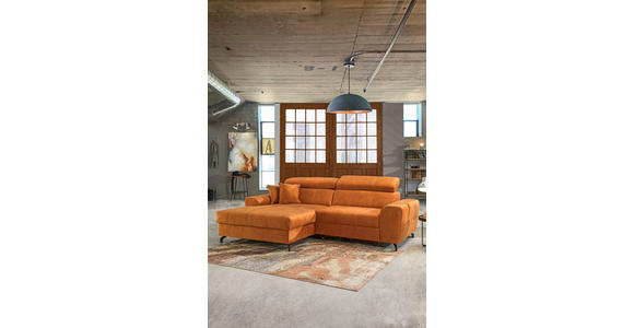 ECKSOFA in Velours Orange  - Schwarz/Orange, Design, Textil/Metall (181/267cm) - Carryhome