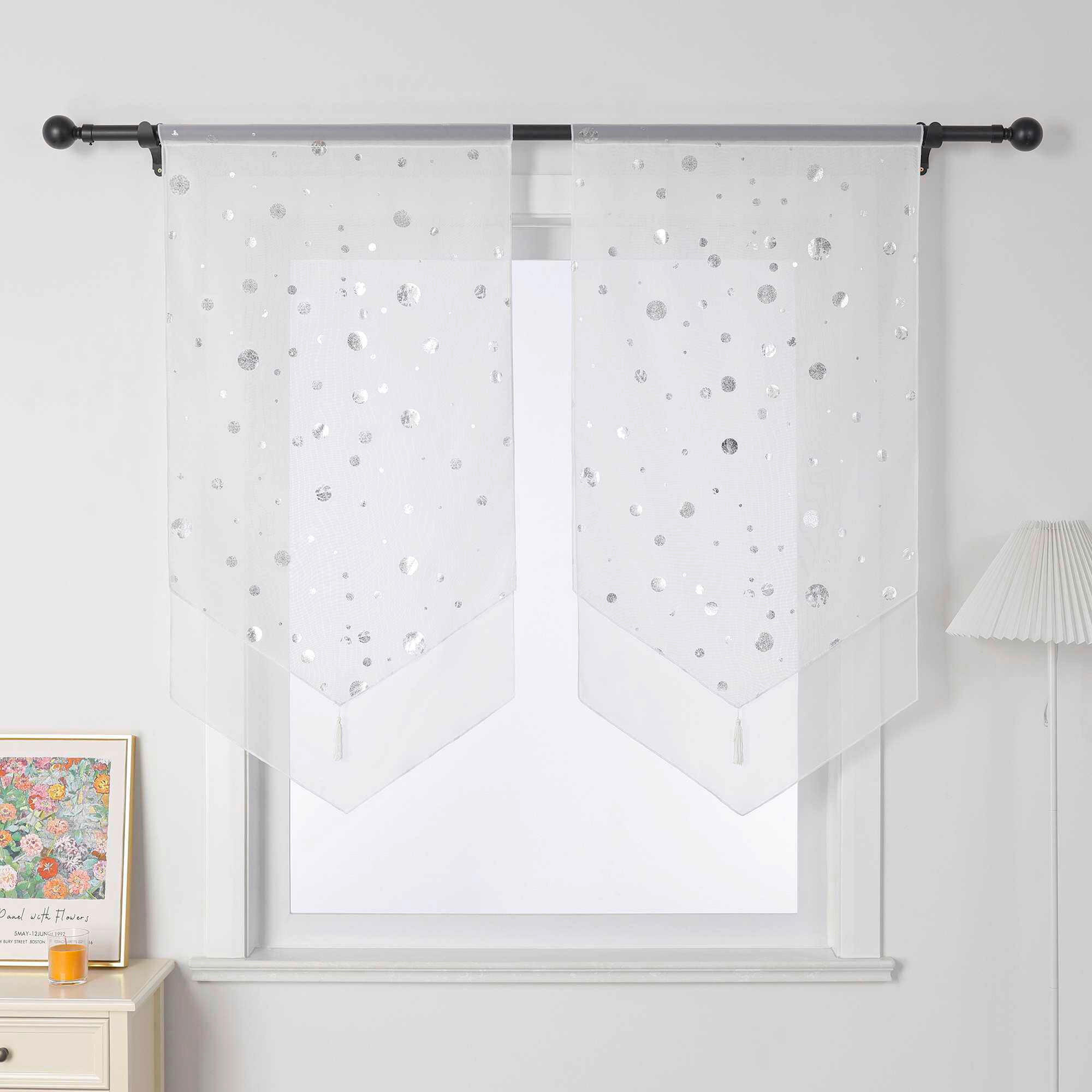 SCHEIBENGARDINE   60/90 cm   - Weiß Hochglanz, Basics, Textil (60/90cm)