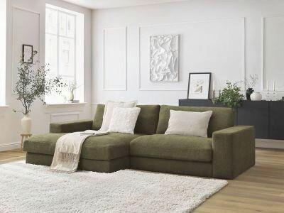 ECKSOFA Ottomane links  LEONARD Grün Struktur  - Schwarz/Grün, MODERN, Kunststoff/Textil (159/234cm)