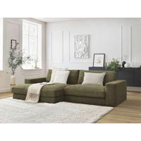 ECKSOFA Ottomane links  LEONARD Grün Struktur  - Schwarz/Grün, MODERN, Kunststoff/Textil (159/234cm)