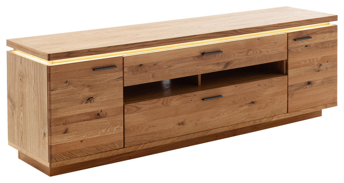 NÍZKÁ KOMODA, dub, barvy dubu, 210/68/50 cm - barvy dubu/černá, Natur, kov/dřevo (210/68/50cm) - Linea Natura