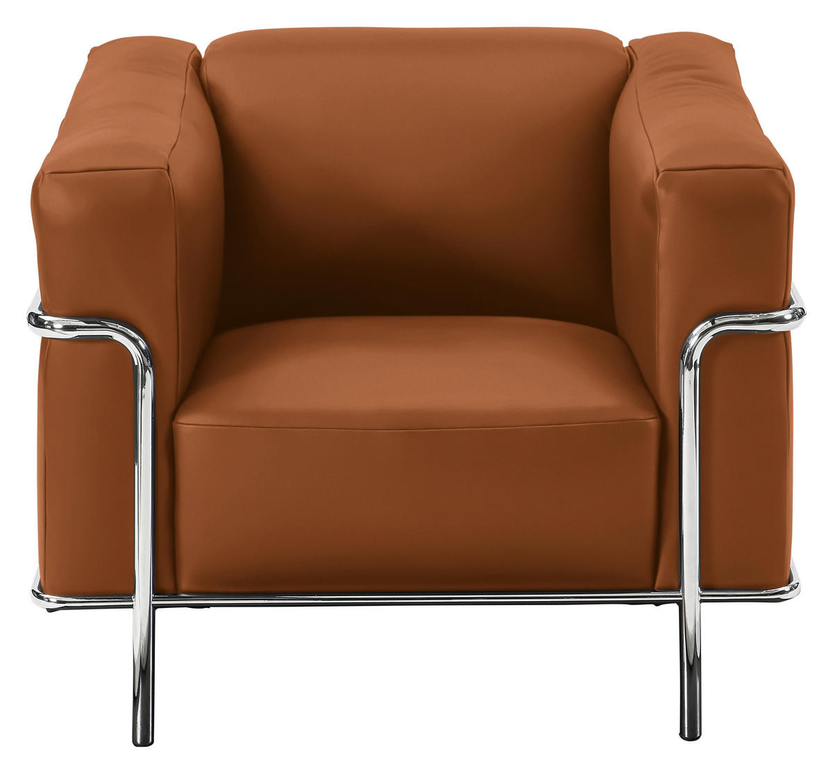 SESSEL in Echtleder Braun  - Chromfarben/Braun, Design, Leder/Metall (91/67/96cm) - Johann Jakob