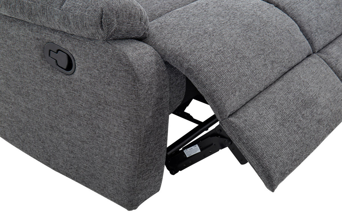 SITZGARNITUR VERONA Leinenoptik Dunkelgrau  - Dunkelgrau/Schwarz, Design, Kunststoff/Textil (84,5/133,5/100,5/92cm) - Livetastic