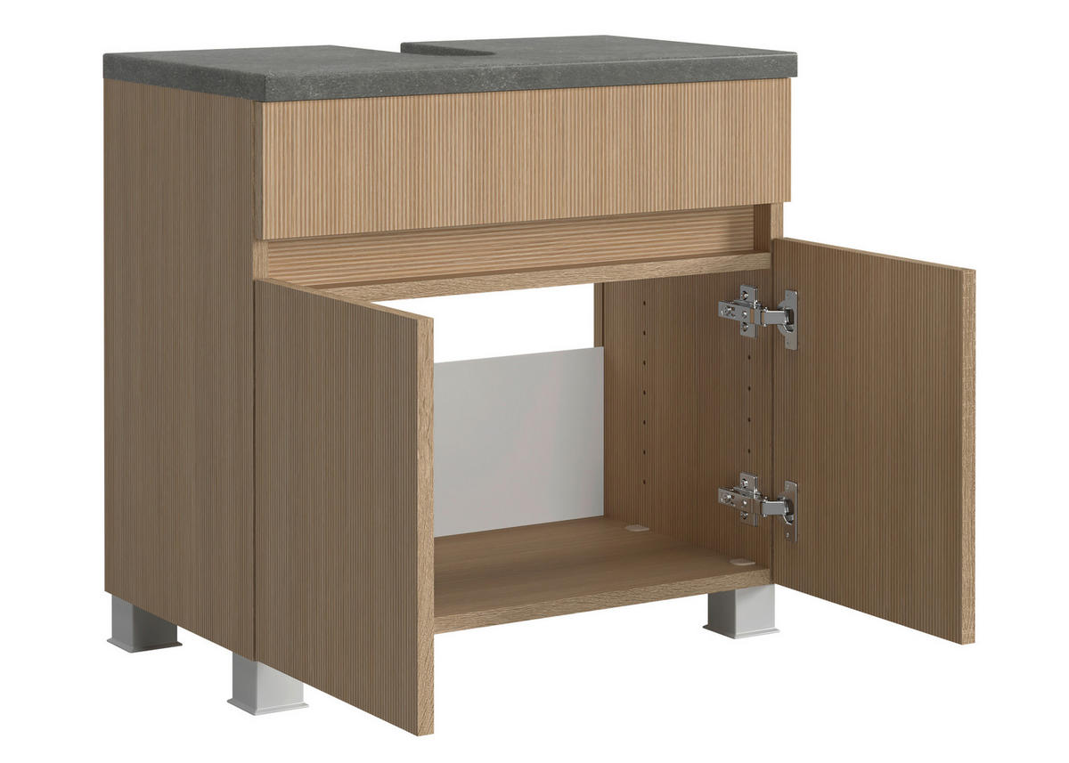 WASCHBECKENUNTERSCHRANK 60/54/35 cm  - Eichefarben/Silberfarben, KONVENTIONELL, Holzwerkstoff/Kunststoff (60/54/35cm) - Xora