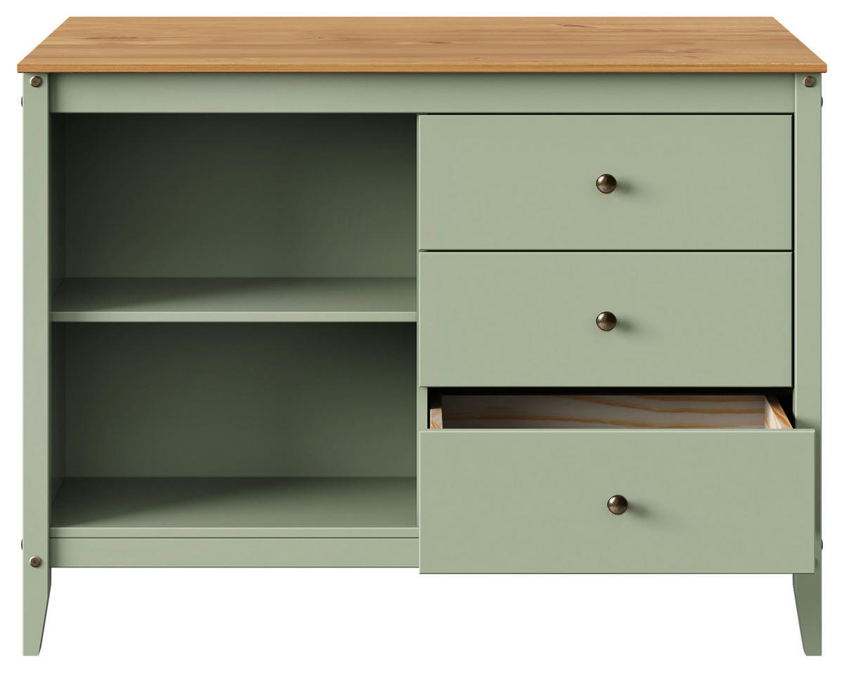 KÜCHENINSEL 122/90/77 cm  in Hellbraun, Olivgrün  - Hellbraun/Zinkfarben, MODERN, Holz/Metall (122/90/77cm) - Livetastic