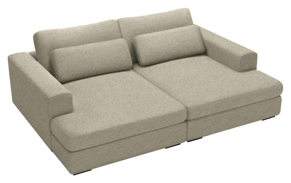 BIGSOFA in Chenille Cappuccino  - Schwarz/Cappuccino, Design, Textil (223/80/158cm) - Lomoco