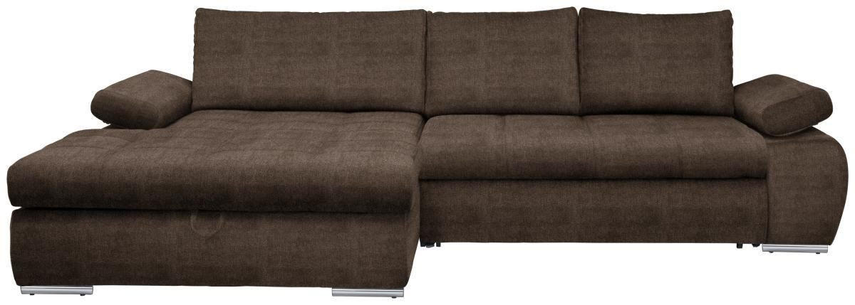 ECKSOFA Braun Flachgewebe  - Chromfarben/Braun, Design, Kunststoff/Textil (173/294cm) - Carryhome