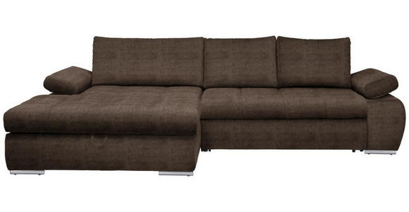 ECKSOFA in Flachgewebe Braun  - Chromfarben/Braun, Design, Kunststoff/Textil (173/294cm) - Carryhome