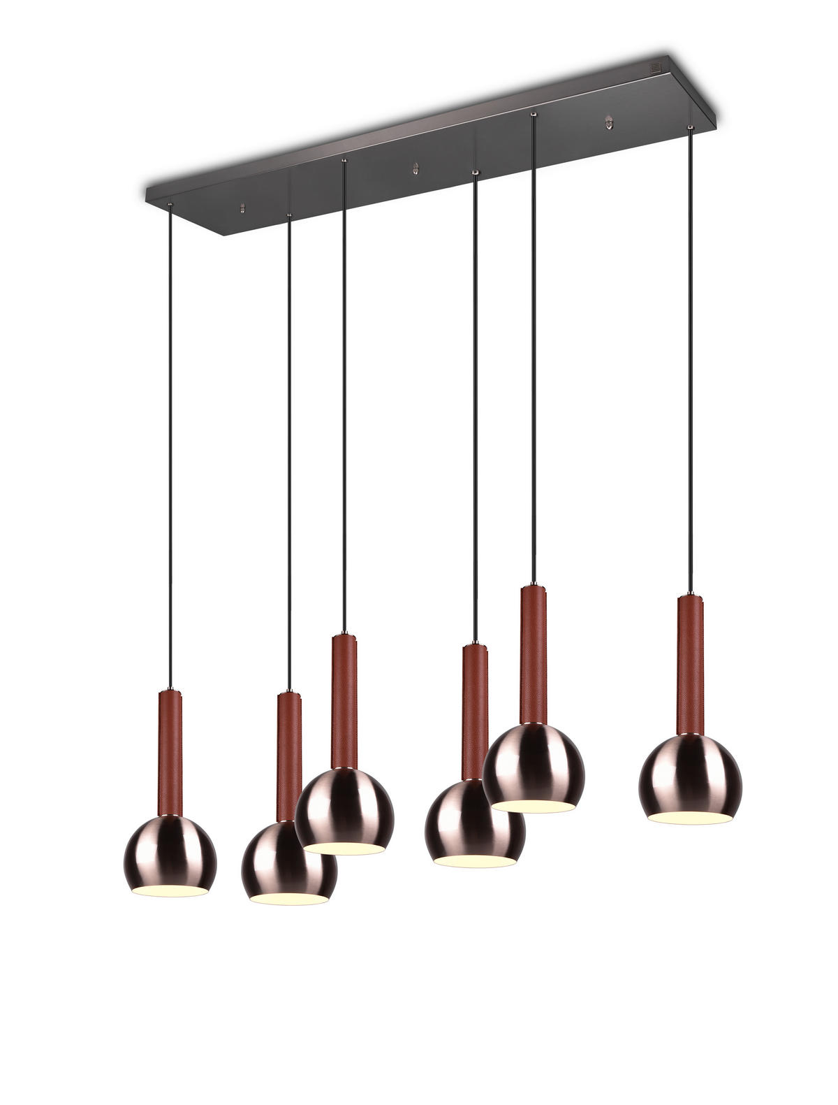 HÄNGELEUCHTE Ciliana 153/38/200 cm  - Braun/Nickelfarben, Design, Leder/Metall (153/38/200cm) - Trio Leuchten