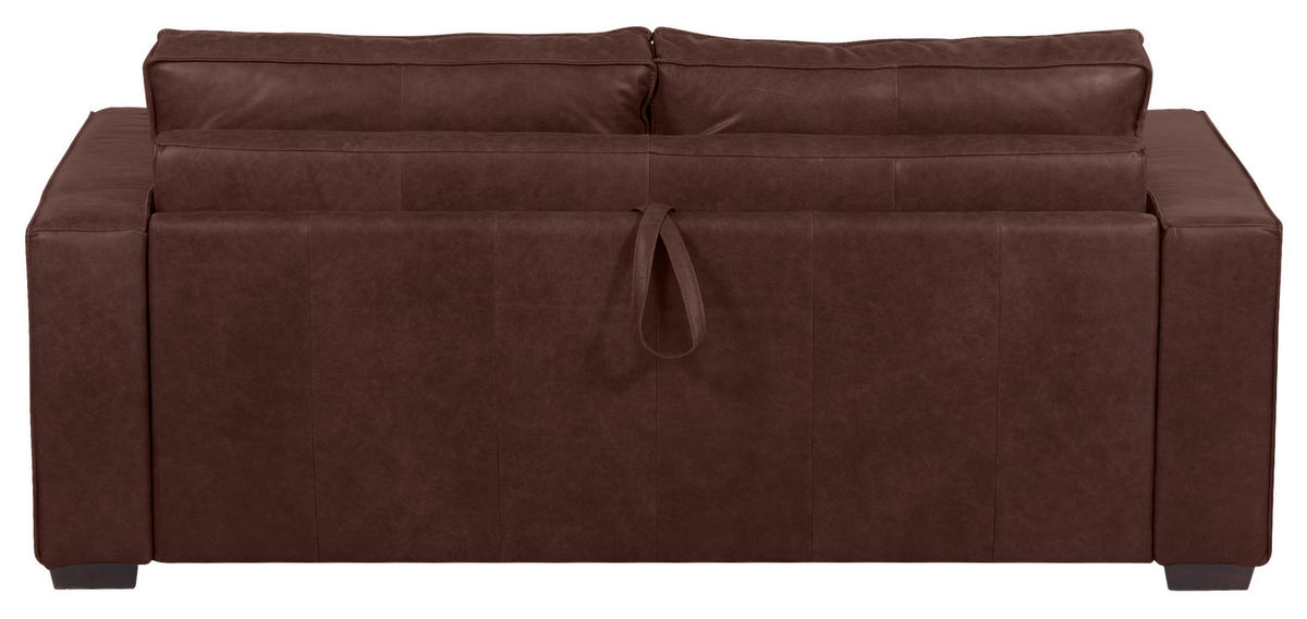 SCHLAFSOFA in Echtleder Braun  - Dunkelbraun/Braun, Design, Leder/Holz (203/85/99cm) - MID.YOU