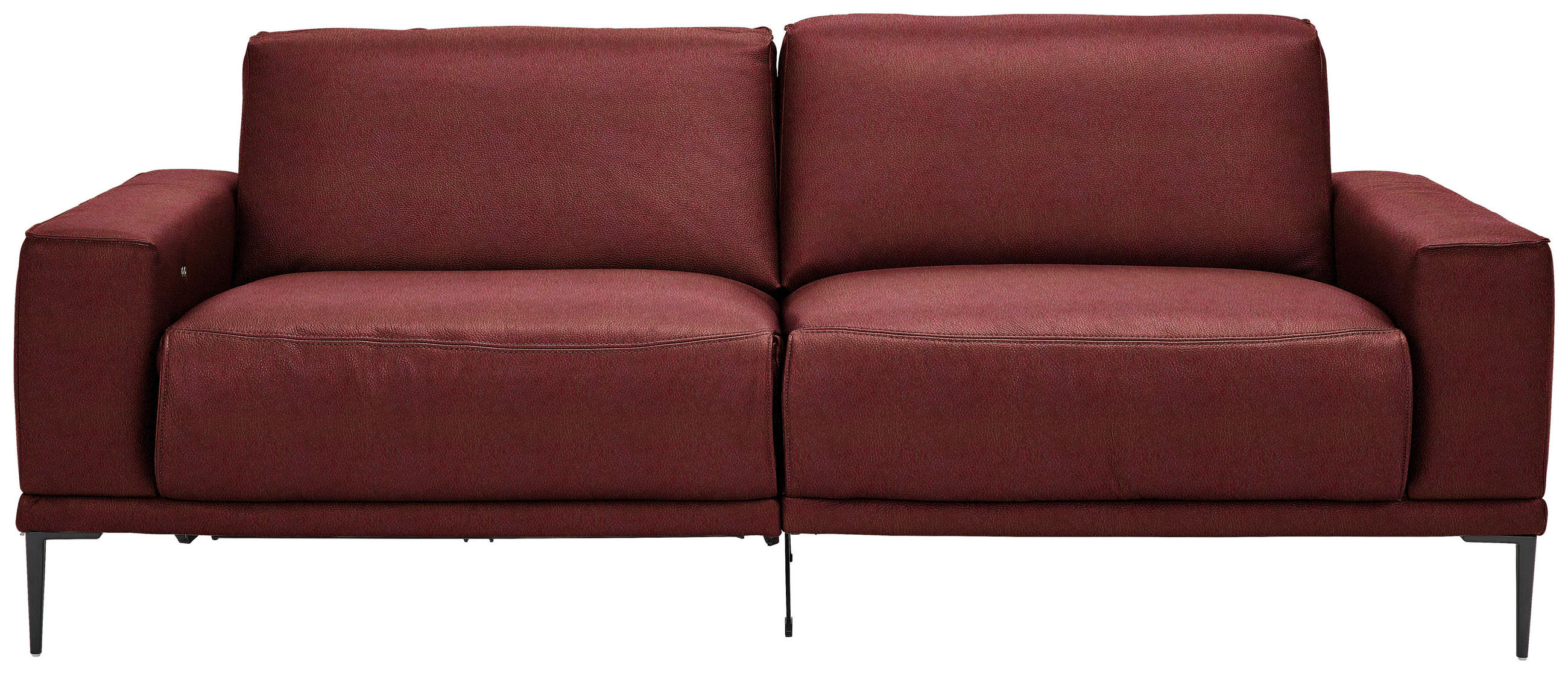 2,5-SITZER in Leder Bordeaux  - Bordeaux/Schwarz, Design, Leder/Metall (200/102/92cm) - Johann Jakob