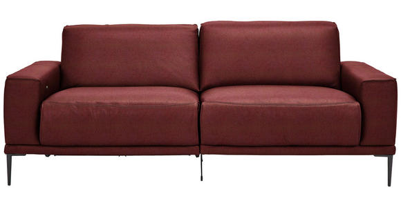 2,5-SITZER in Leder Bordeaux - Bordeaux/Schwarz, Design, Leder/Metall (200/102/92cm) - Johann Jakob