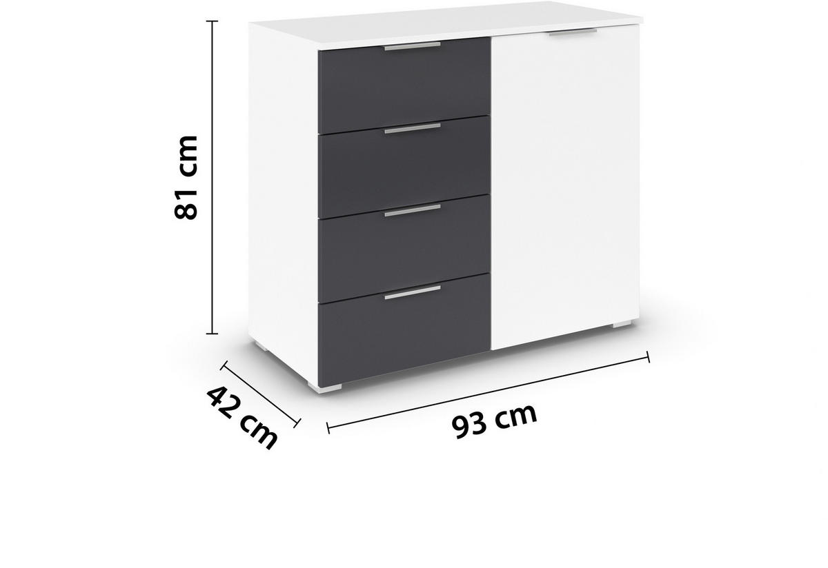 KOMMODE 93/81/42 cm  in Weiss, Dunkelgrau  - Weiss/Dunkelgrau, Modern, Holzwerkstoff/Metall (93/81/42cm) - Boxxx