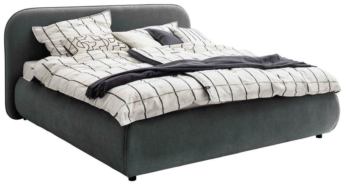 POLSTERBETT Graphitfarben 180/200 cm  - Graphitfarben, Design, Holz/Textil (180/200cm) - Schöner Wohnen
