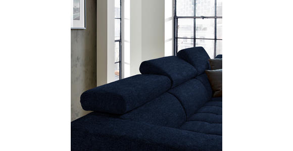 ECKSOFA in Mikrofaser Dunkelblau  - Schwarz/Dunkelblau, Design, Textil/Metall (301/207cm) - Xora