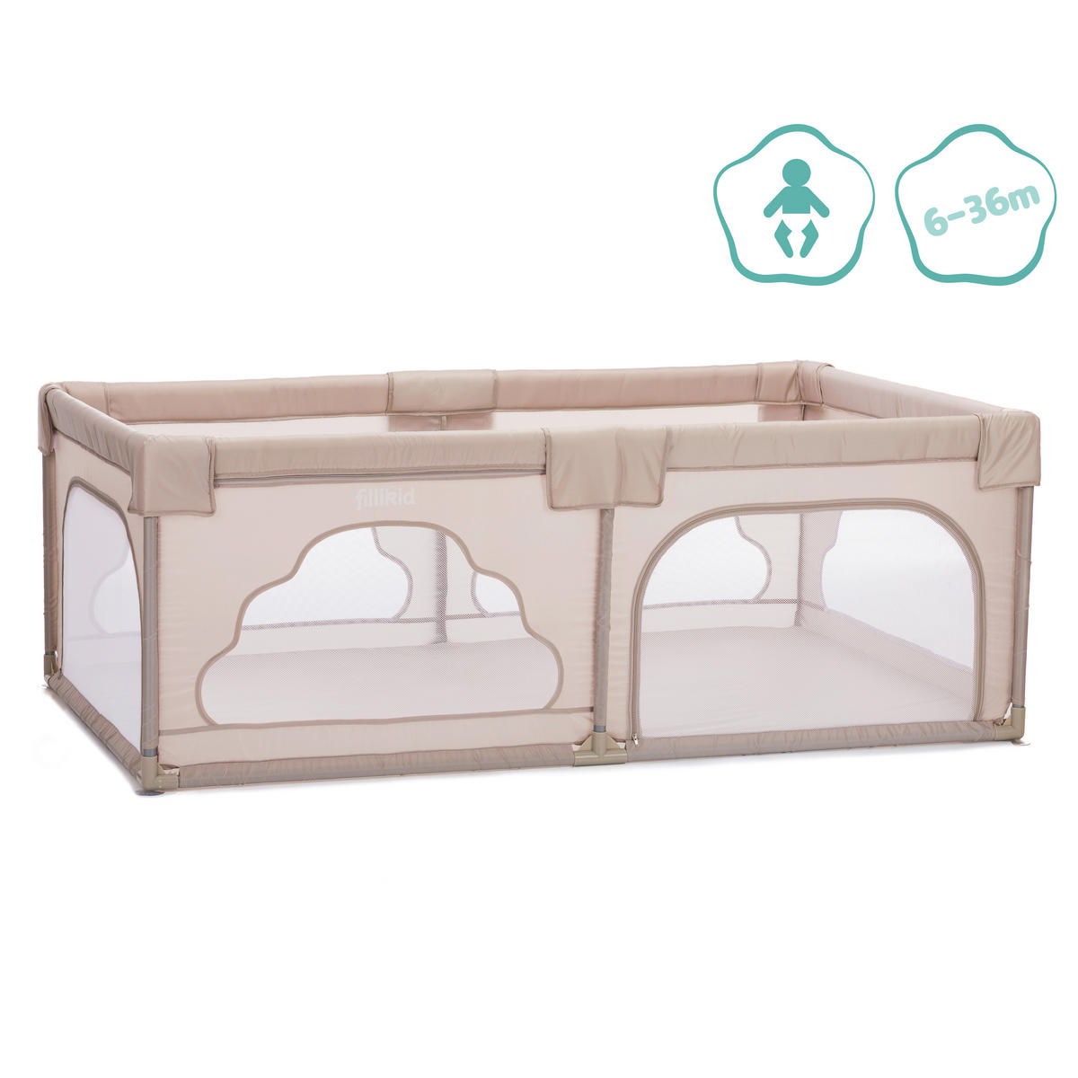 OGRADICA    180/115/68 cm  - prirodna boja, Osnovno, metal/tekstil (180/115/68cm) - Fillikid