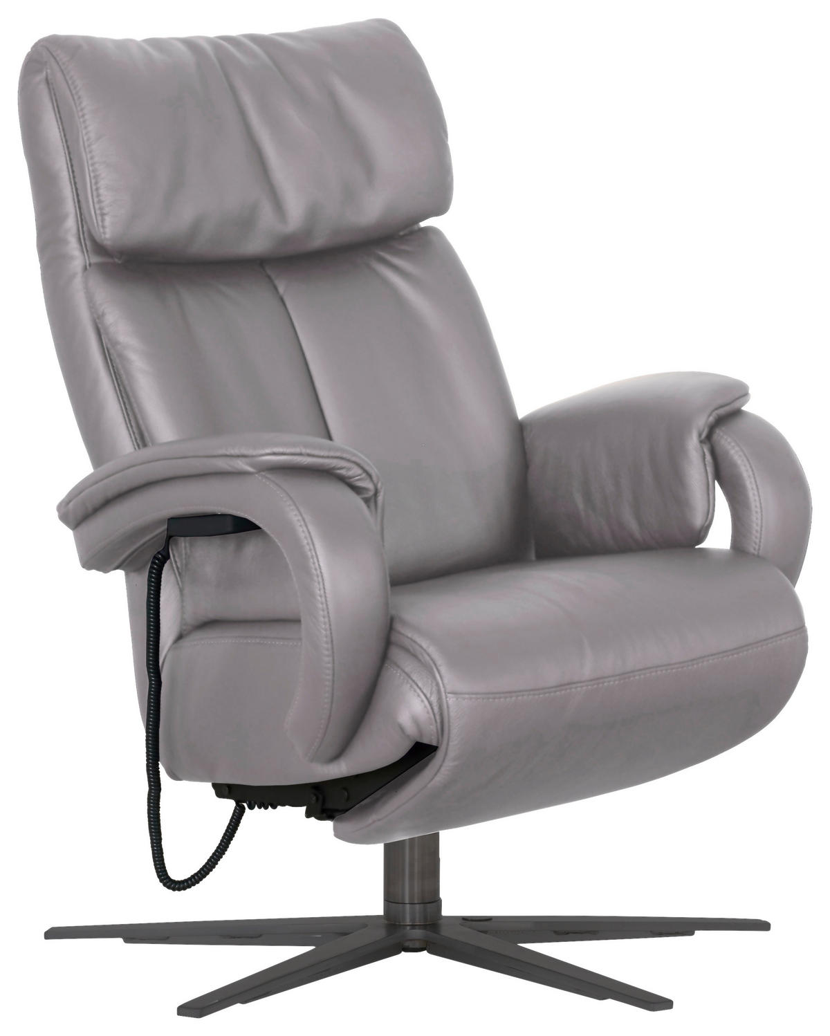 RELAXSESSEL Leder Silberfarben  - Anthrazit/Silberfarben, Design, Leder/Metall (84/112/89cm) - Himolla