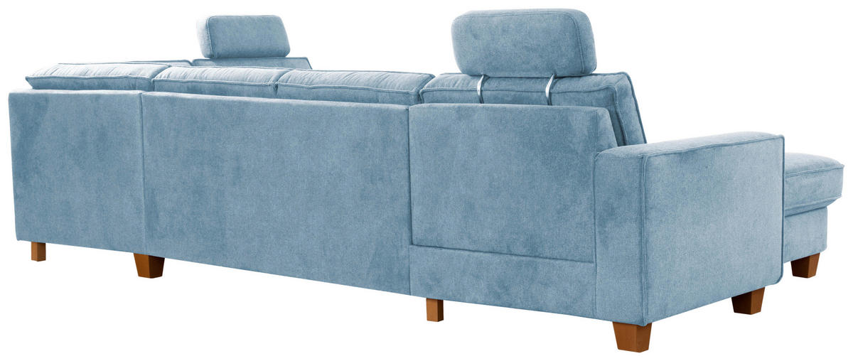 WOHNLANDSCHAFT in Flachgewebe Hellblau  - Eichefarben/Hellblau, Konventionell, Holz/Textil (161/309/213cm) - Sit & More
