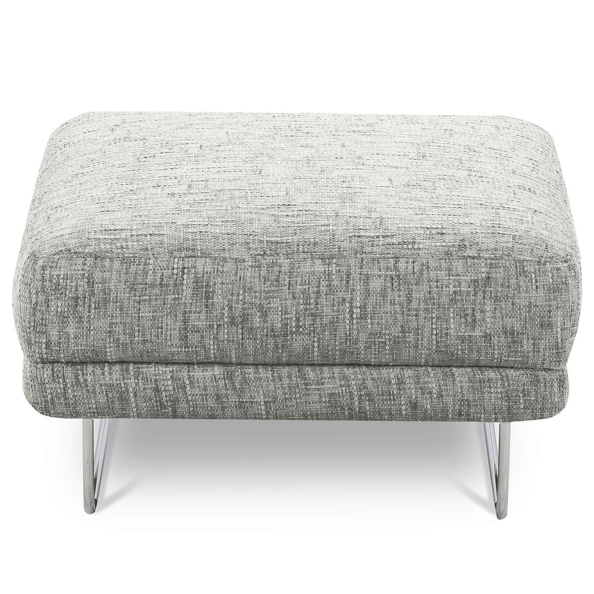 HOCKER Textil Grau  - Chromfarben/Grau, Design, Textil/Metall (96/45/80cm) - Livetastic