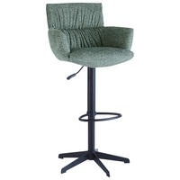 BARHOCKER Leinenoptik Olivgrün Eisen Sitzfläche 360° drehbar, automatische Rückholfunktion  - Schwarz/Olivgrün, Design, Textil/Metall (58/88-112cm) - Dieter Knoll
