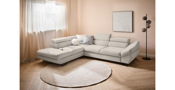 ECKSOFA in Webstoff Taupe  - Taupe/Schwarz, Design, Textil/Metall (235/280cm) - Hom`in