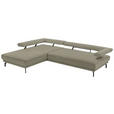 ECKSOFA in Echtleder Hellgrau  - Hellgrau/Schwarz, Design, Leder/Metall (224/305cm) - Dieter Knoll