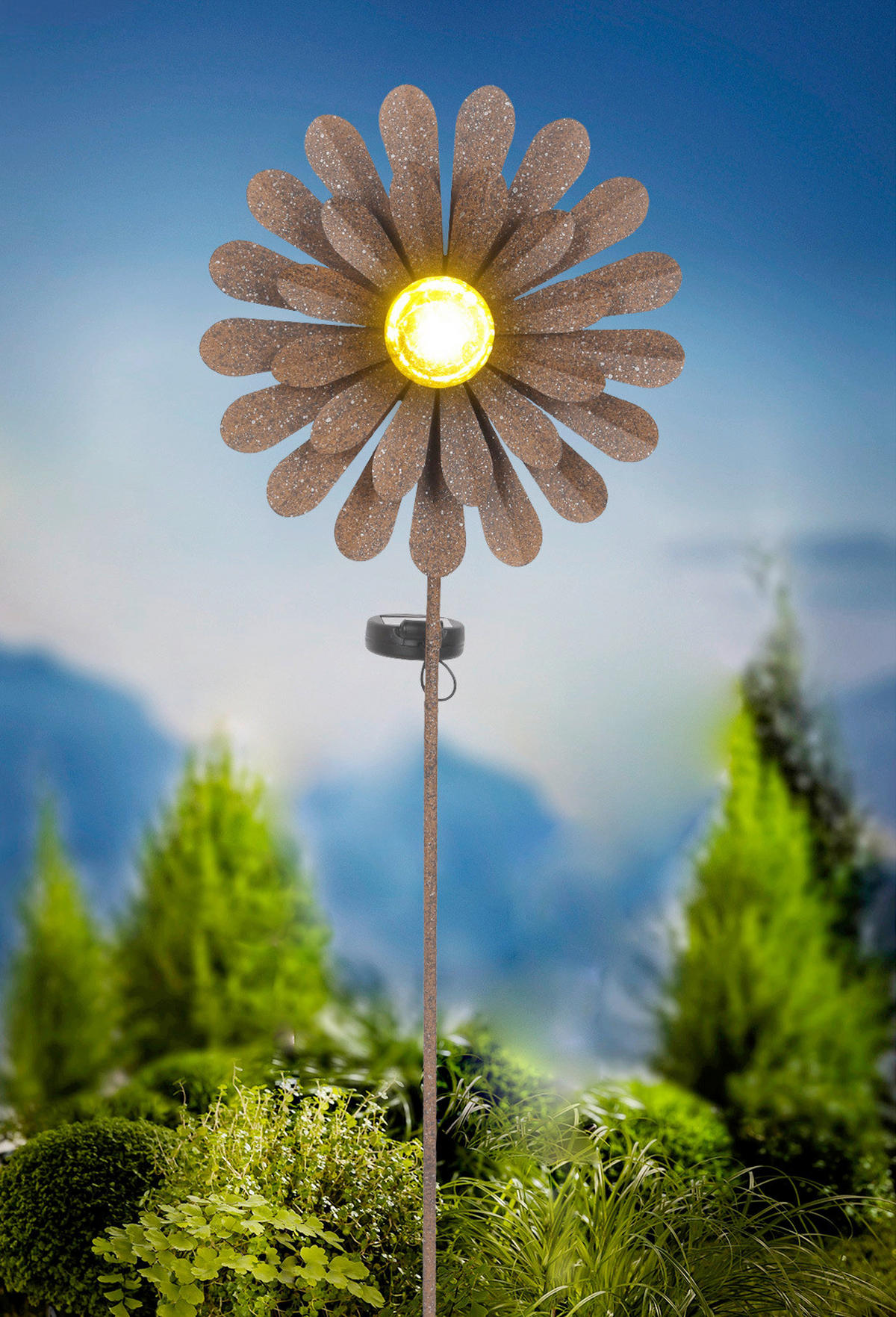 SOLÁRNE SVIETIDLO, 26,5/12/90 cm - hrdzavá, Trend, kov/plast (26,5/12/90cm) - Ambia Garden