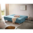 SCHLAFSOFA Flachgewebe Blau  - Chromfarben/Blau, Design, Holz/Textil (205/77-93/99cm) - Novel