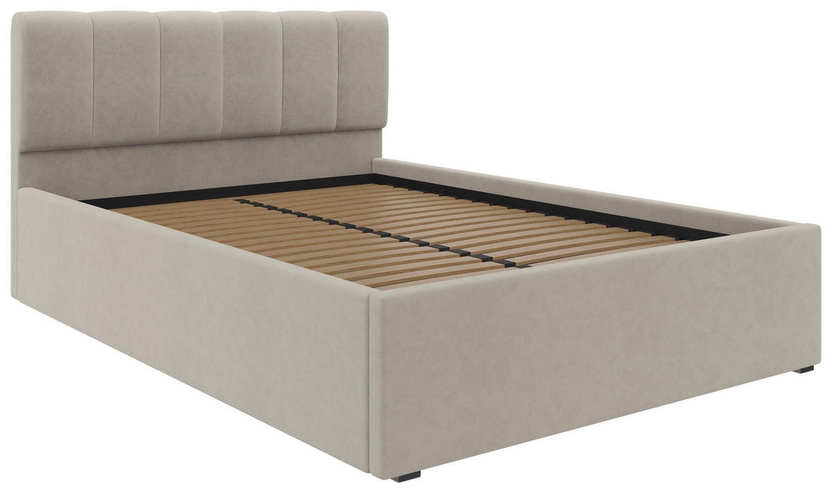 POLSTERBETT 140/200 cm  in Beige  - Beige/Schwarz, Design, Holz/Kunststoff (140/200cm) - Stylife