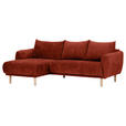 ECKSOFA Rostfarben Flachgewebe  - Rostfarben/Buchefarben, KONVENTIONELL, Holz/Textil (144/230cm) - Carryhome