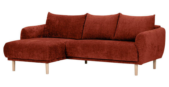 ECKSOFA Rostfarben Flachgewebe - Rostfarben/Buchefarben, KONVENTIONELL, Holz/Textil (144/230cm) - Carryhome
